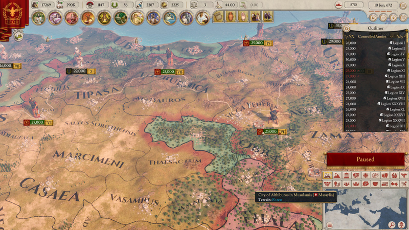 As you’d expect from a Paradox game, terrain, weather and supply is all taken into account when fighting. You’ll lose as many men from attrition in Carthage as you will on the battlefield.